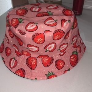 Pink strawberry bucket hat